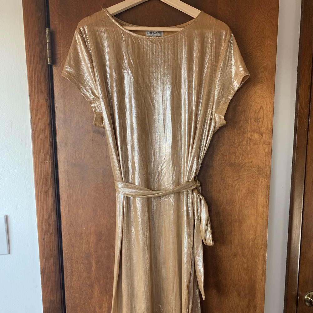 Sleek metallic gold and silver dress
